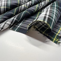 Green White Plaid Poplin P/C Uniform 5.5oz Fabric 61″ W Lot of 3 Yards for $15