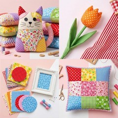 200 Pcs 4″ x 4″ (10cm x 10cm) Cotton Craft Fabric Bundle Squares, Pre-Cut Flo…