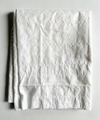Vintage White Eyelet Floral Embroidery Fabric 28×85” Cotton Craft Sewing