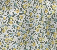 2 Yard Yellow White Green Printed Fabric 45” Width