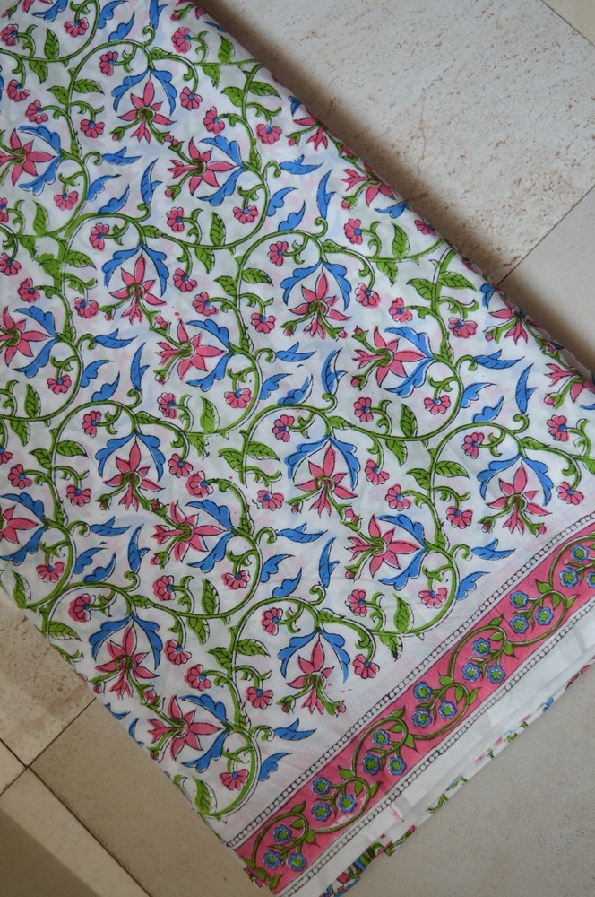 Hand Block Print Fabric 100%Cotton 3 Yard NO TARRIF CHARGES 100%✅ ZK_109