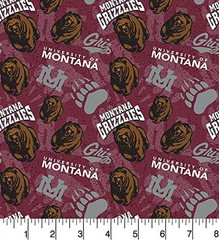 Univeristy of Montana Cotton Fabric with Tone on Tone Design