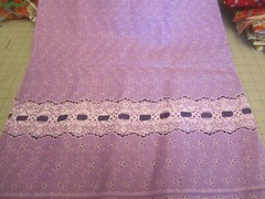 Cotton Fabric Light Purple with Single Border White Floral BTY X 44