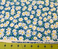 2006 Daisies on Blue 33” X 44” 100% cotton fabric #2723