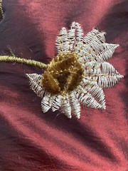 FAUX SILK FLOWERS EMBROIDERED~DRAPERY UPHOLSTERY Sold By The Yard – Burgundy