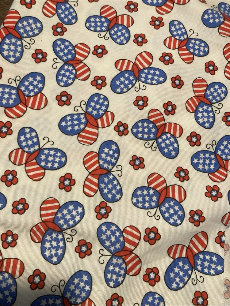 30”x30” Stars Stripes Butterflies Cotton Poly Lightweight Canvas. USA