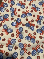 30”x30” Stars Stripes Butterflies Cotton Poly Lightweight Canvas. USA