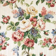 Vintage Mill Creek Floral Pastel MULTI Pink Cotton Drapery Pillow Fabric BTY
