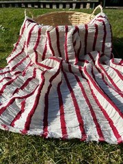 Red Striped Special Textured Turkish Cotton Crinkle Fabric: Quality Unique For