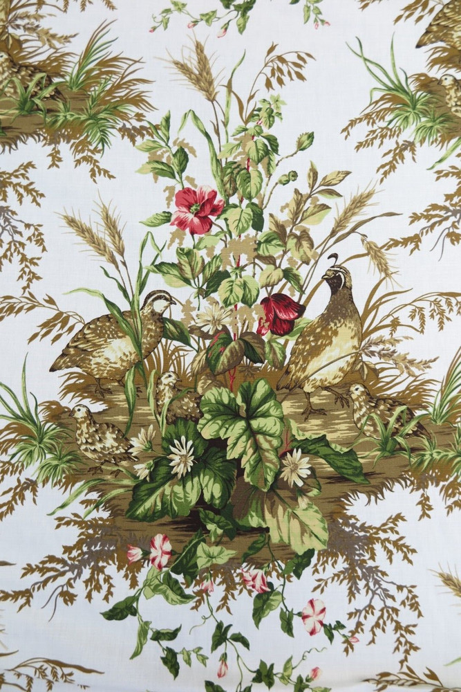 SCALAMANDRE CURTAIN FABRIC DESIGN Edwin’s Covey 6.4 METRES MULTI ON WHITE
