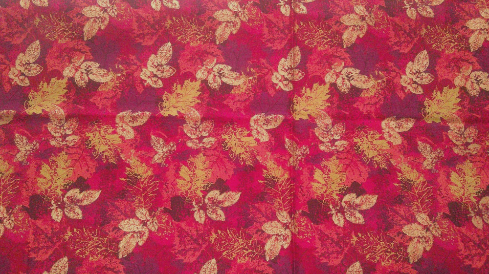 Fabric Hoffman Golden Leaves Purple Russet Orange 14″ x 25″ Fall Design $2.95