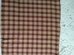 Dark Red & Tan Plaid Gingham Check Homespun Fabric BTHY 18×44 Cotton
