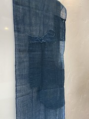 Antique Japanese BORO Indigo Kaya Mosquito Net Fabric Faded Distressed Blue 74″