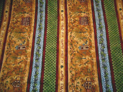 Cotton Fabric By Yard SALE Wild Grape Inn Cabin Scenic Stripe Brown Green Blue C