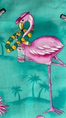 3 YARDS 2002 Anthropomorphic Flamingo Tropical Cruise Hawaii Fabric 108” X 44”