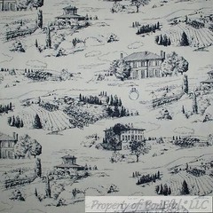 BonEful Fabric FQ Cotton Quilt VTG Farm Scenic Vineyard Antique Holiday Toile US