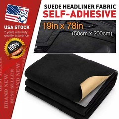 Suede Auto Headliner Fabric 50cmx200cm Self-adhesive Black Interior Repair DIY