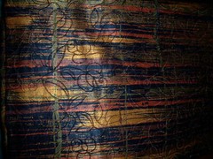 2.5yd DESIGNER FABRIC ITALIAN BLACK GOLD RUST BRICK SATIN FACED MATELASSE PANELS