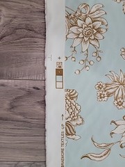 Braemore Blue Brown White Floral Jacobean Cotton Fabric BTY