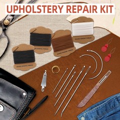 Upholstery Repair Kit: Extra Strong Waxed Sewing Thread 4 Black, white, brown