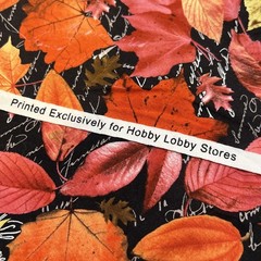 Hobby Lobby Vibrant Autumn Fall Leaves Fabric Red Orange brown 2 Yards
