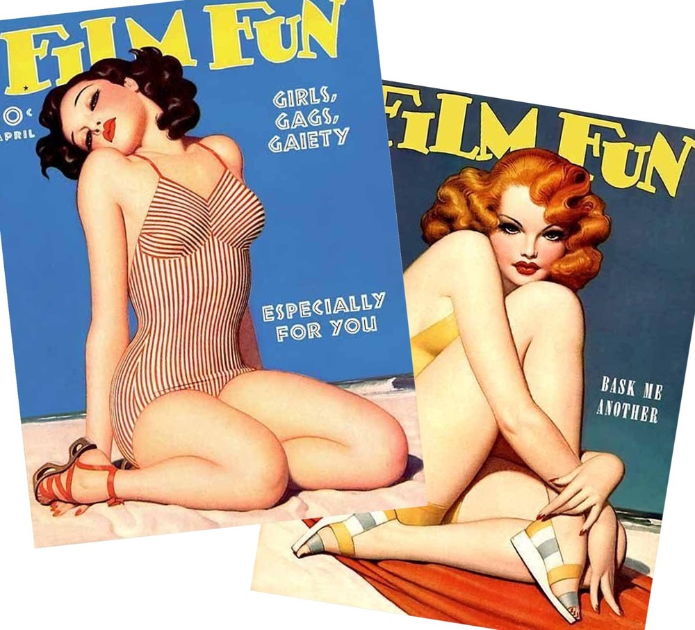 Set of TWO 5×7 Vintage Film Fun Pin-Ups Fabric Blocks – Buy 2, Get 1 FREE!