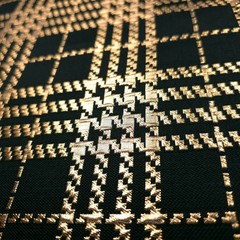 Gold Black Metallic Houndstooth Plaid Brocade Fabric 58″ By The Yard Reversible