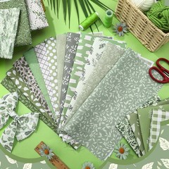 20 Pcs 10”x10” Sage Green Quilting Fabric Square Greenery Precuts Quilted F…