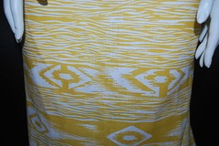 European Linen 100% Natural Fiber Beautifull Ethnic Print 5oz Mustard Off White