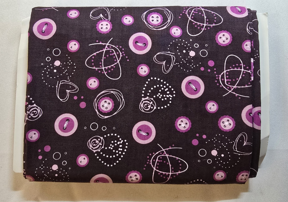 Jo-Ann Exclusive Purple Buttons & Hearts Cotton Fabric 2 Yds 34.5″ x 44″W