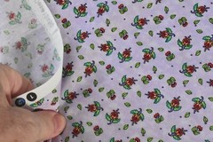 By 1/2 Yd, Red & Green Calico on Lavender Quilt Cotton, Red Rooster/Shore, P6730