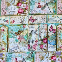 Vintage newspaper girl oil painting girl Cotton Fabric Sew Clothes Dress Fabric