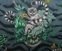 Emma J Shipley Fabric Lemur Navy 100% Cotton Curtain Upholstery Cushion Fabric