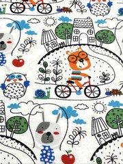 JoAnn Snuggle Flannel Fabric 1.8 Yards After School Bear Dog Owl Apple NEW