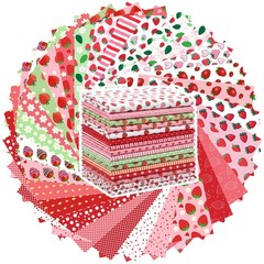 30 Pcs 9.5×9.5 Inch Floral Quilting Cotton Fabric Squares Strawberry Pink