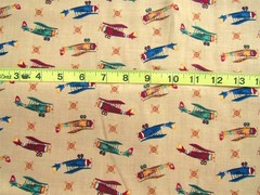 1 yd 100% Cotton Tan with Various Vintage Single Engine Airplanes & Propellers
