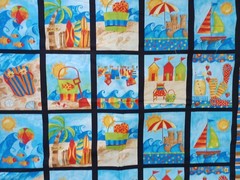 Shore Thing Quilt Fabric 3.5 Yds x 43″ Squares Art by Bernie Beach Summer Cotton