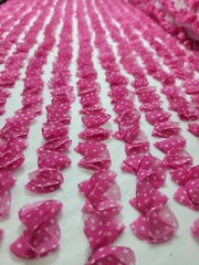 Fabric By The Yard Pink Lace 3d Polka-dot Bows Embroidery On Mesh Clothing Girls