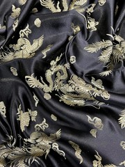 Arisa BLACK Dragon Brocade Chinese Satin Fabric for Cheongsam/Qipao, Apparel, C