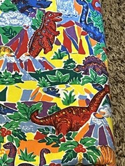 Vintage 70s 80s Dinosaur Fabric 5 Yards Princess Inc primary bright colors