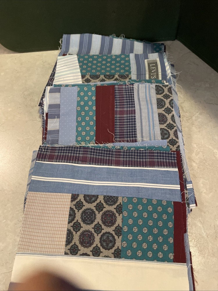 Precut/sewn W Backing Fabric Patch Squares Multicolor 8.5×8.5” & 7 Plain Cream