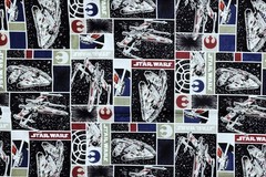 Star Wars Movie Millennium Falcon Red Blue Black Block Cotton Fabric YOU PICK