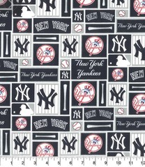 MLB New York Yankees Cotton Fabric Base Ball Team 58″ Length by The 1/4 Yard
