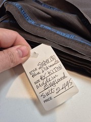 Kiton Super 180 Wool Suiting Fabric Brown Pinstripe 10 Yards England Tailoring