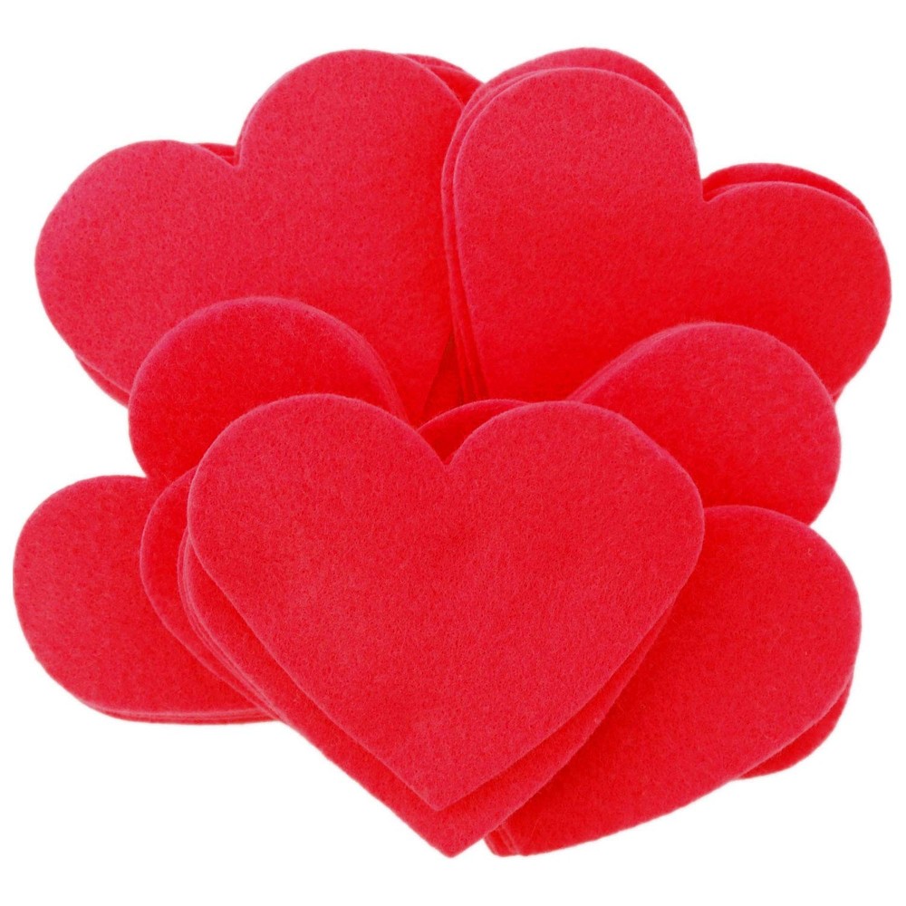 Playfully Ever After 2 inch Stiff Felt Hearts 45pc – Red