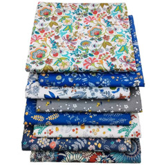 CraftsFabrics 8Pcs Floral Precut Fabric Square Sheets for Quilting, Crafting