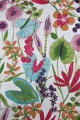 HARLEQUIN CURTAIN FABRIC DESIGN “Nalina” 3 METRES FLAMINGO/PAPAYA/LOGANBERRY