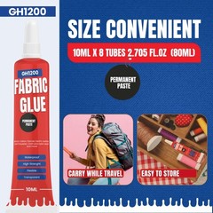 Fabric Glue Permanent (10 ML x 8), for 10 milliliters, Clear