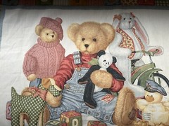 Cotton Fabric Blue Jean Teddy Quilt 44″ x 35”By Daisy Kingdom 133.