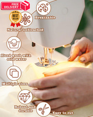 FIVEIZERO 100% Cotton Muslin Fabric by The 1 yard pre cut, Natural Unbleached